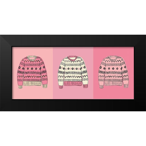 Christmas Sweaters Black Modern Wood Framed Art Print by Rupp, Mariah