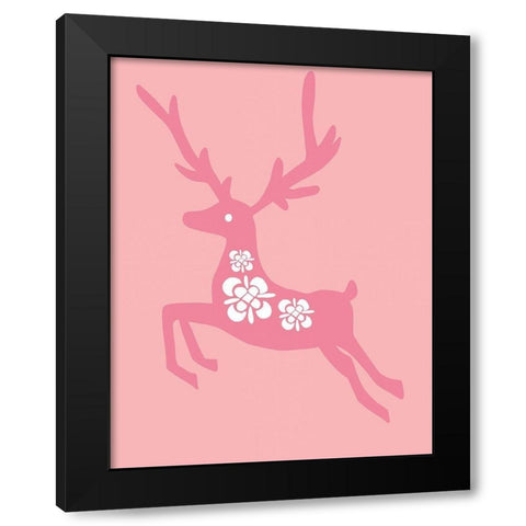 Blush Reindeer Black Modern Wood Framed Art Print with Double Matting by Rupp, Mariah