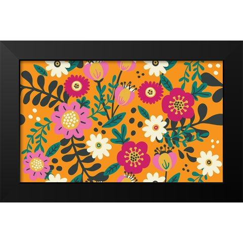 Bold Floral Black Modern Wood Framed Art Print by Rupp, Mariah
