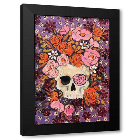 Sugar Skulls in Purple Black Modern Wood Framed Art Print by Rupp, Mariah