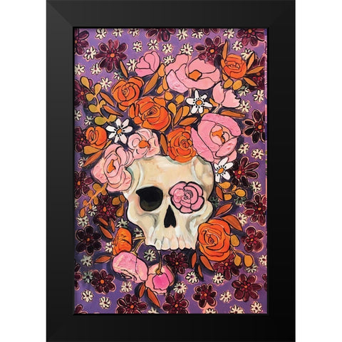 Sugar Skulls in Purple Black Modern Wood Framed Art Print by Rupp, Mariah