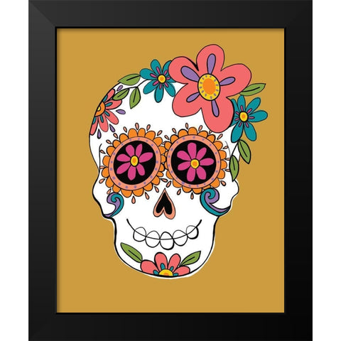 Sugar Skulls in Yellow Black Modern Wood Framed Art Print by Rupp, Mariah