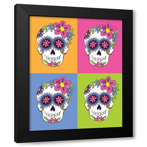 Sugar Skulls Black Modern Wood Framed Art Print by Rupp, Mariah