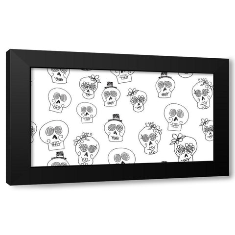 Sugar Skull Pattern Black Modern Wood Framed Art Print with Double Matting by Rupp, Mariah