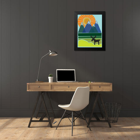 Moose Black Modern Wood Framed Art Print by Rupp, Mariah