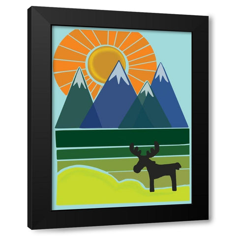 Moose Black Modern Wood Framed Art Print with Double Matting by Rupp, Mariah