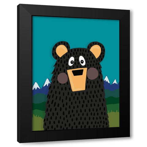 Boy Bear Black Modern Wood Framed Art Print with Double Matting by Rupp, Mariah