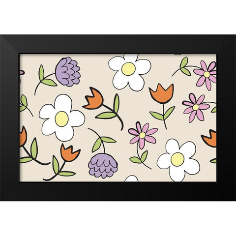 Spring Flowers Black Modern Wood Framed Art Print by Rupp, Mariah