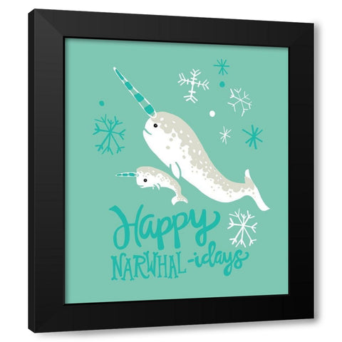 Narwhal-idays II Black Modern Wood Framed Art Print by Rupp, Mariah