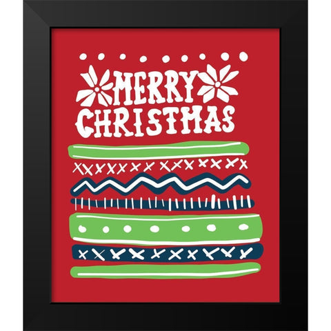 Merry Christmas Sweater Black Modern Wood Framed Art Print by Rupp, Mariah
