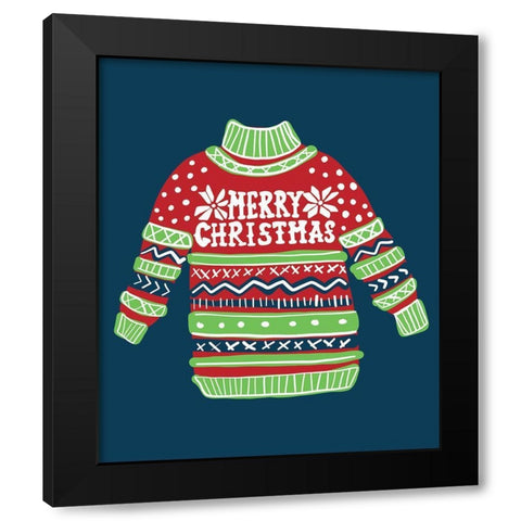 Merry Christmas Sweater II Black Modern Wood Framed Art Print with Double Matting by Rupp, Mariah