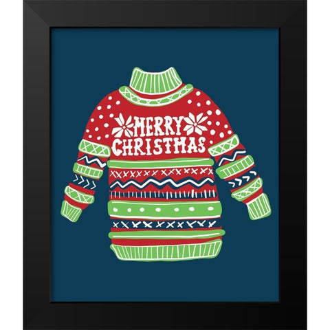 Merry Christmas Sweater II Black Modern Wood Framed Art Print by Rupp, Mariah