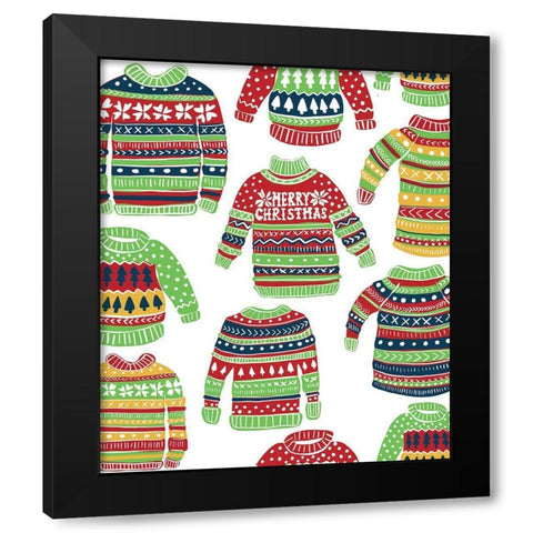 Christmas Sweater Pattern Black Modern Wood Framed Art Print with Double Matting by Rupp, Mariah