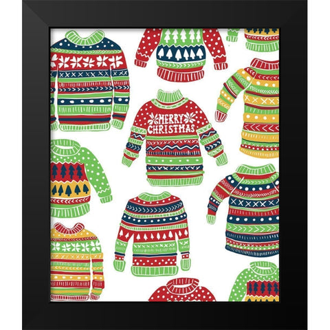Christmas Sweater Pattern Black Modern Wood Framed Art Print by Rupp, Mariah