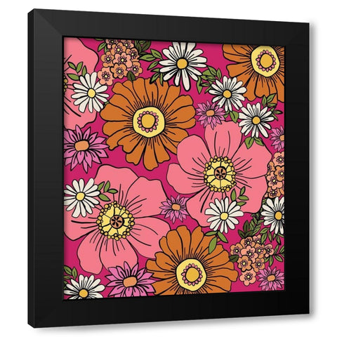 Pink and Orange Black Modern Wood Framed Art Print with Double Matting by Rupp, Mariah