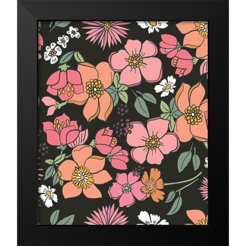 Peach and Pink Black Modern Wood Framed Art Print by Rupp, Mariah