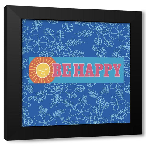 Be Happy Black Modern Wood Framed Art Print with Double Matting by Rupp, Mariah