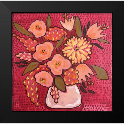 Raspberry Floral Black Modern Wood Framed Art Print by Rupp, Mariah