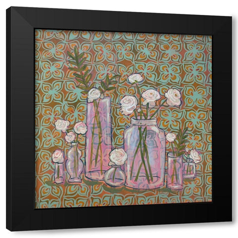 Ranunculus Black Modern Wood Framed Art Print by Rupp, Mariah