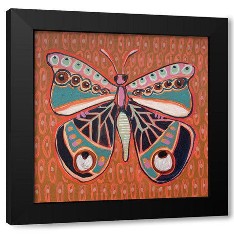 Boho Butterfly III Black Modern Wood Framed Art Print with Double Matting by Rupp, Mariah
