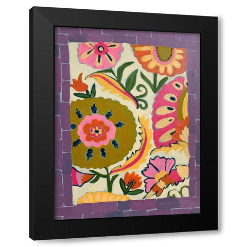 Purple Floral Black Modern Wood Framed Art Print by Rupp, Mariah