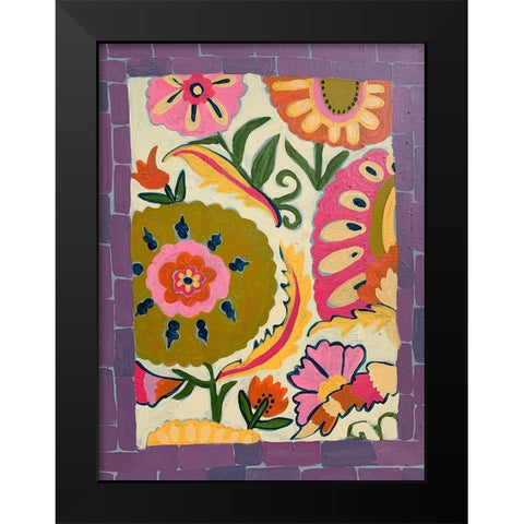 Purple Floral Black Modern Wood Framed Art Print by Rupp, Mariah