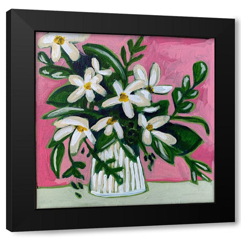 Floral on Pink II Black Modern Wood Framed Art Print with Double Matting by Rupp, Mariah