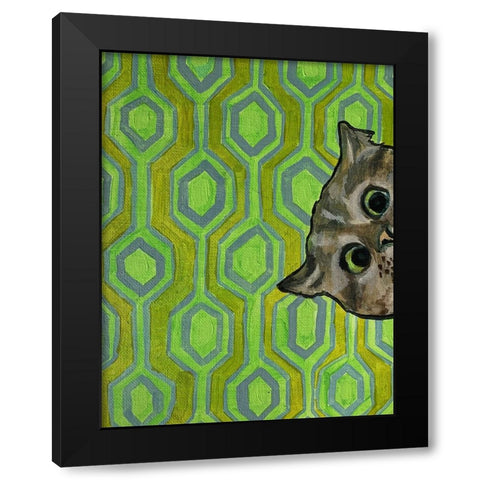 Peeking on Green Black Modern Wood Framed Art Print by Rupp, Mariah