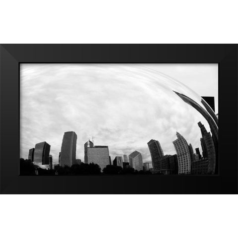 City Reflection Black Modern Wood Framed Art Print by Singleton, Ashley