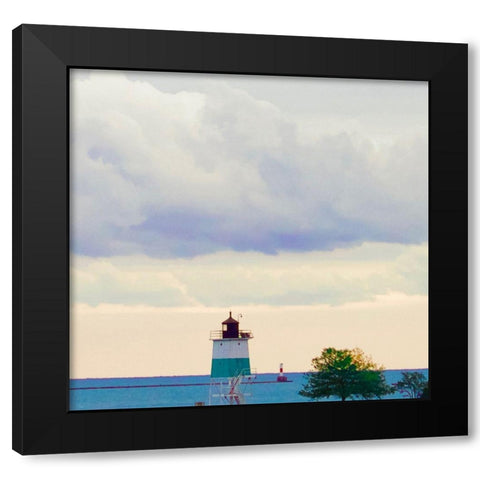 Lighthouse Black Modern Wood Framed Art Print with Double Matting by Singleton, Ashley