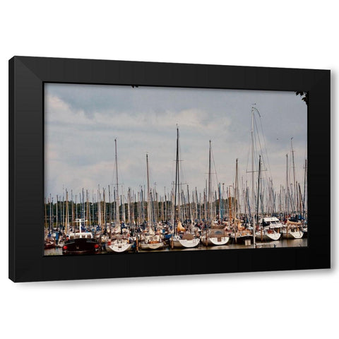 Boats Black Modern Wood Framed Art Print by Singleton, Ashley