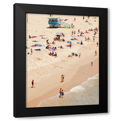 Tiny Beach People Black Modern Wood Framed Art Print by Singleton, Ashley