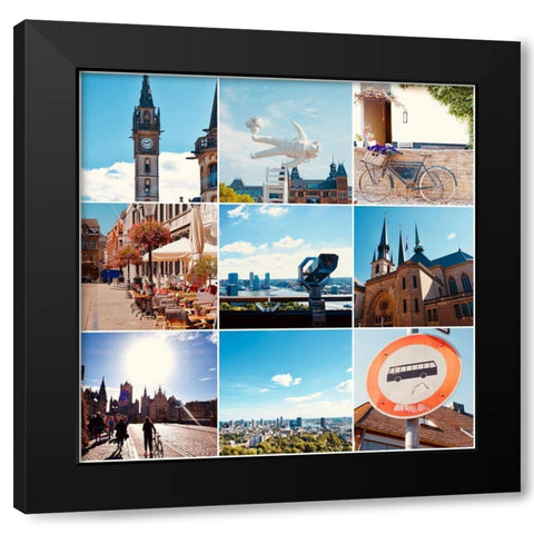 European 9 Patch Black Modern Wood Framed Art Print by Singleton, Ashley