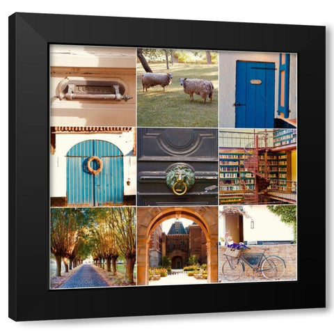 European 9 Patch II Black Modern Wood Framed Art Print with Double Matting by Singleton, Ashley