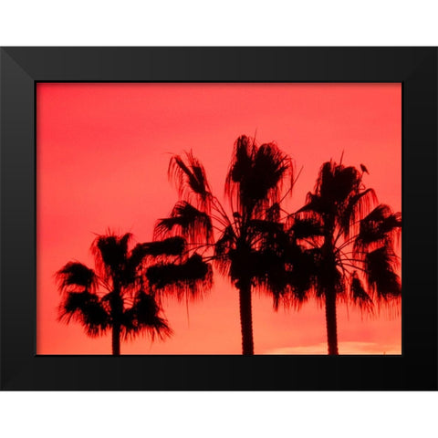Neon Palm Trees I Black Modern Wood Framed Art Print by Singleton, Ashley
