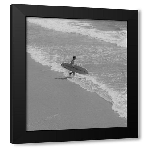 BW Surfer Black Modern Wood Framed Art Print with Double Matting by Singleton, Ashley