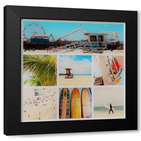 Surfer Collage Black Modern Wood Framed Art Print with Double Matting by Singleton, Ashley