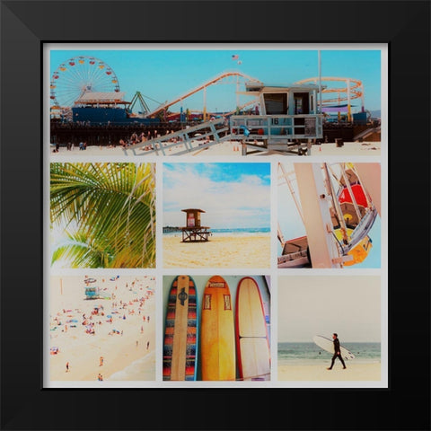 Surfer Collage Black Modern Wood Framed Art Print by Singleton, Ashley