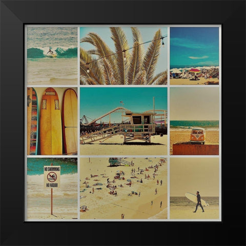 Surfer Collage III Black Modern Wood Framed Art Print by Singleton, Ashley