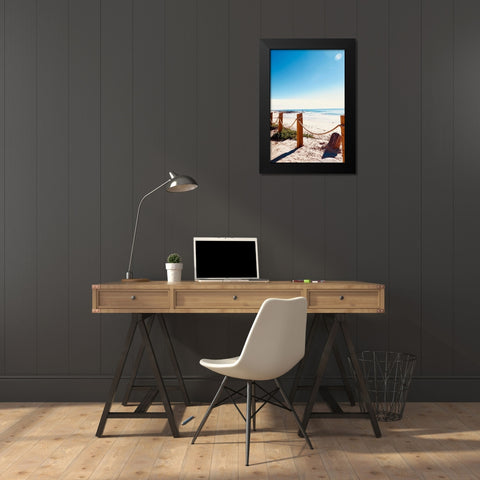 Fence Posts Black Modern Wood Framed Art Print by Singleton, Ashley