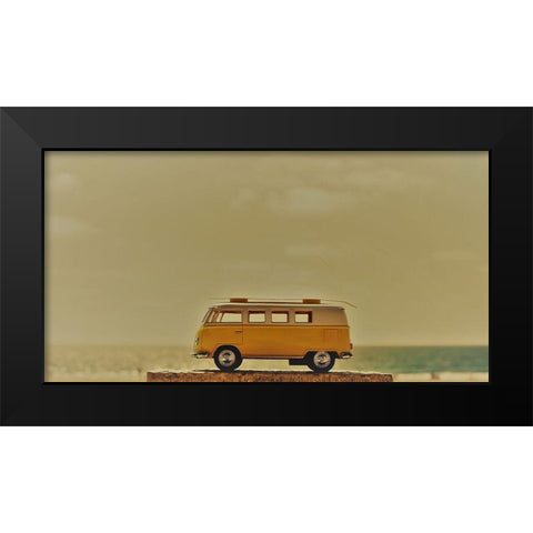Yellow Bus Black Modern Wood Framed Art Print by Singleton, Ashley