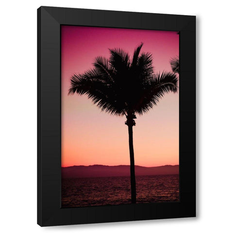 Pink Palm Black Modern Wood Framed Art Print by Singleton, Ashley