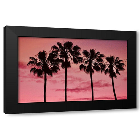 Pink Palms Black Modern Wood Framed Art Print by Singleton, Ashley