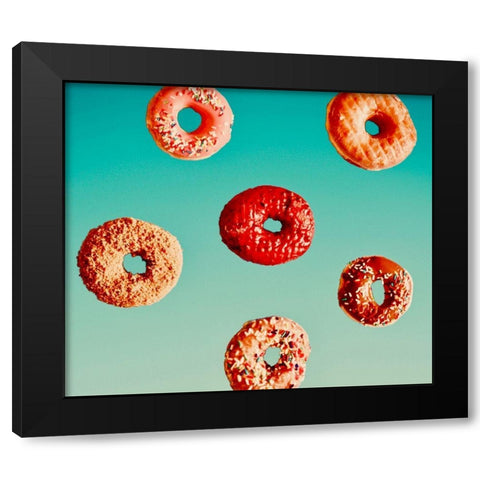 Donuts Black Modern Wood Framed Art Print by Singleton, Ashley