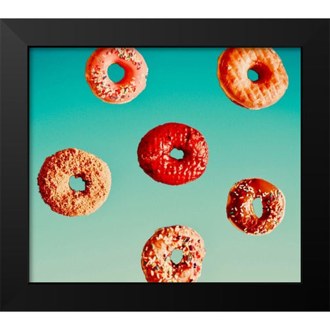 Donuts Black Modern Wood Framed Art Print by Singleton, Ashley