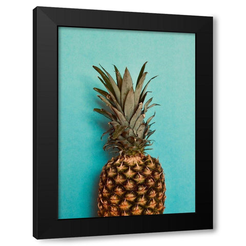 Blue Pineapple Black Modern Wood Framed Art Print by Singleton, Ashley