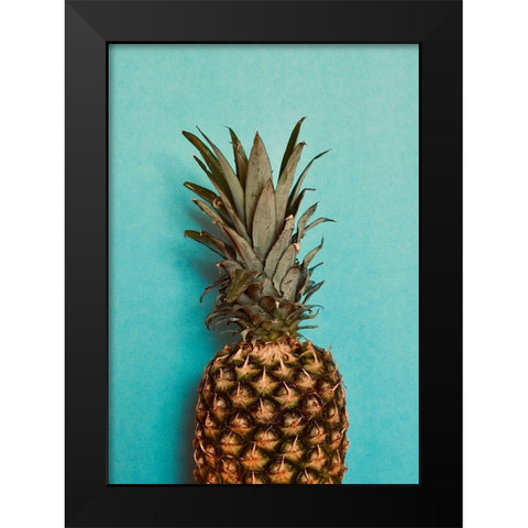Blue Pineapple Black Modern Wood Framed Art Print by Singleton, Ashley