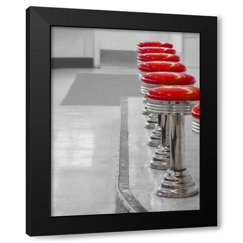 Stools Black Modern Wood Framed Art Print by Singleton, Ashley