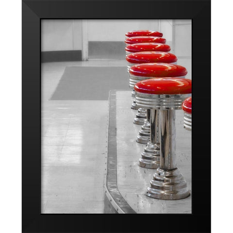 Stools Black Modern Wood Framed Art Print by Singleton, Ashley