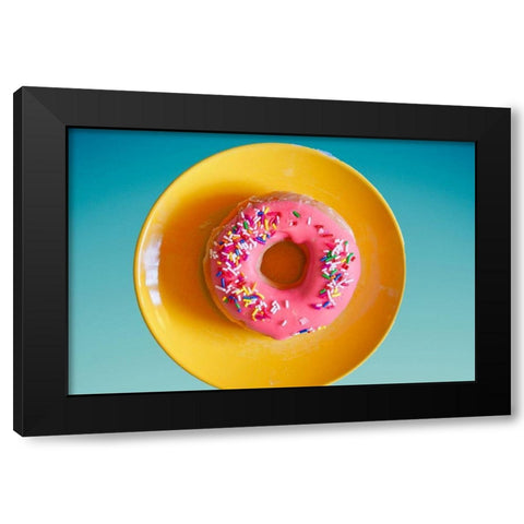 Pink Donut Black Modern Wood Framed Art Print with Double Matting by Singleton, Ashley